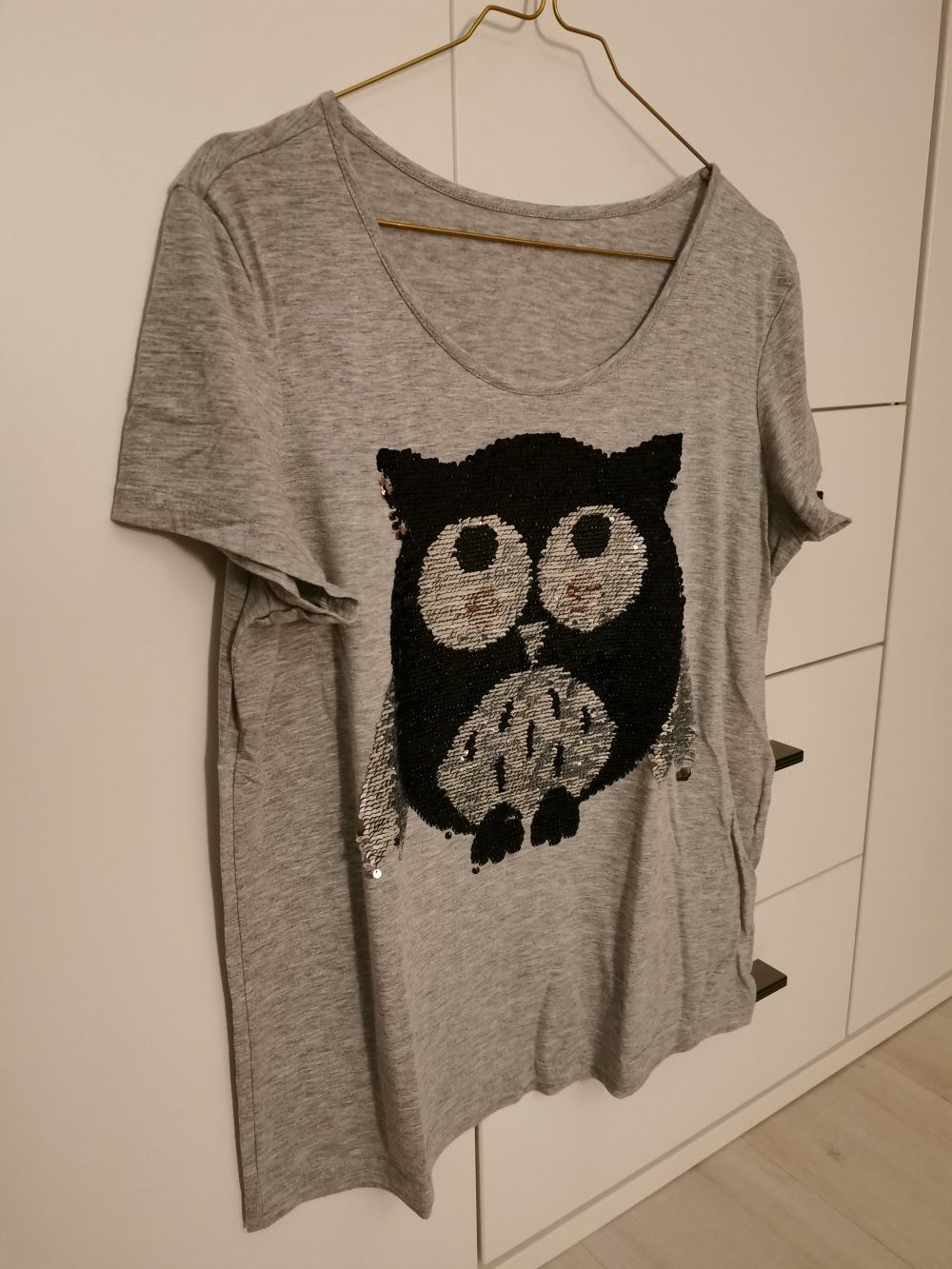 Pailletten-Eulen-T-Shirt