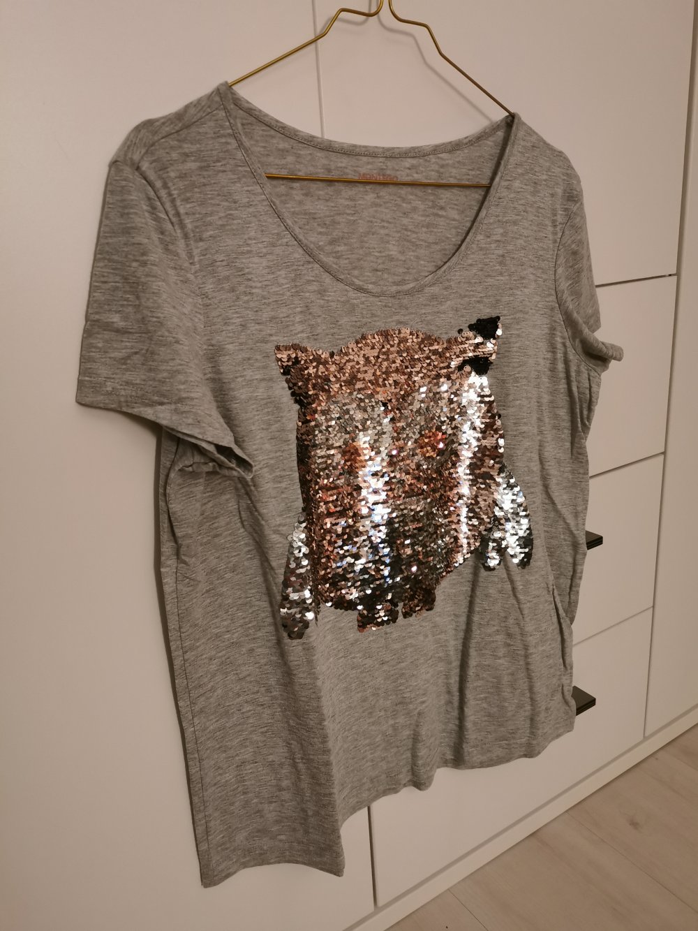 Pailletten-Eulen-T-Shirt