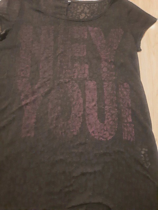 Damen T-Shirt bedruckt Hey you! Gr. M Leomuster