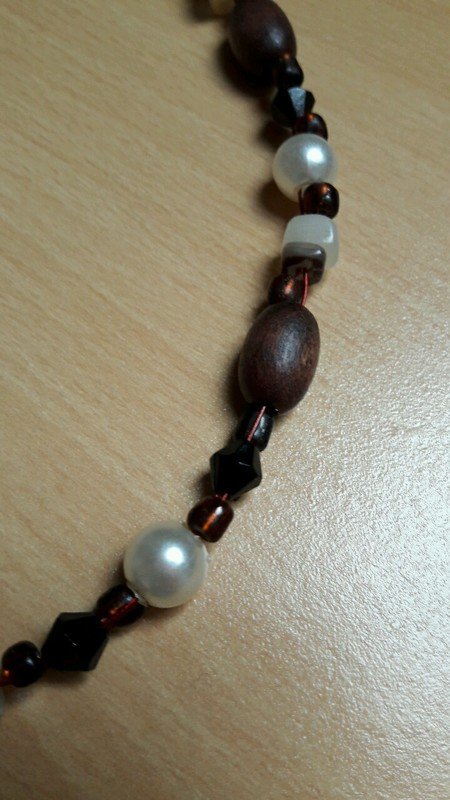 Halskette mit Perlen und Holzperlen Handmade Boho Ethno