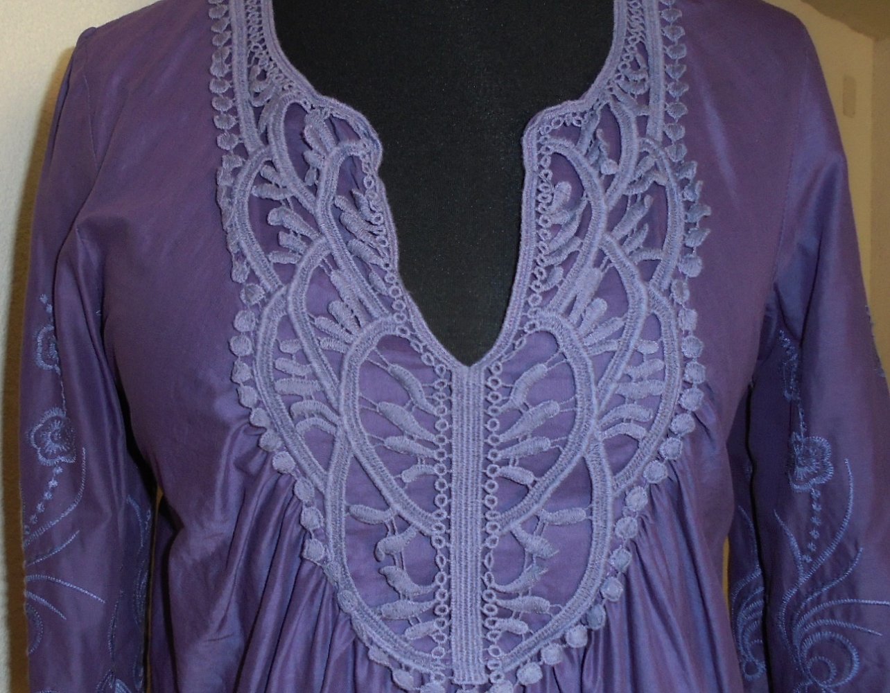 Elegante Bluse / Tunika, Dunkellila, Heine, Gr. 40