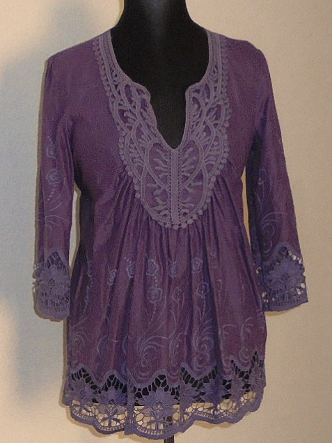 Elegante Bluse / Tunika, Dunkellila, Heine, Gr. 40