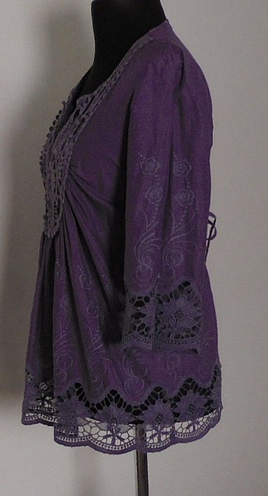 Elegante Bluse / Tunika, Dunkellila, Heine, Gr. 40