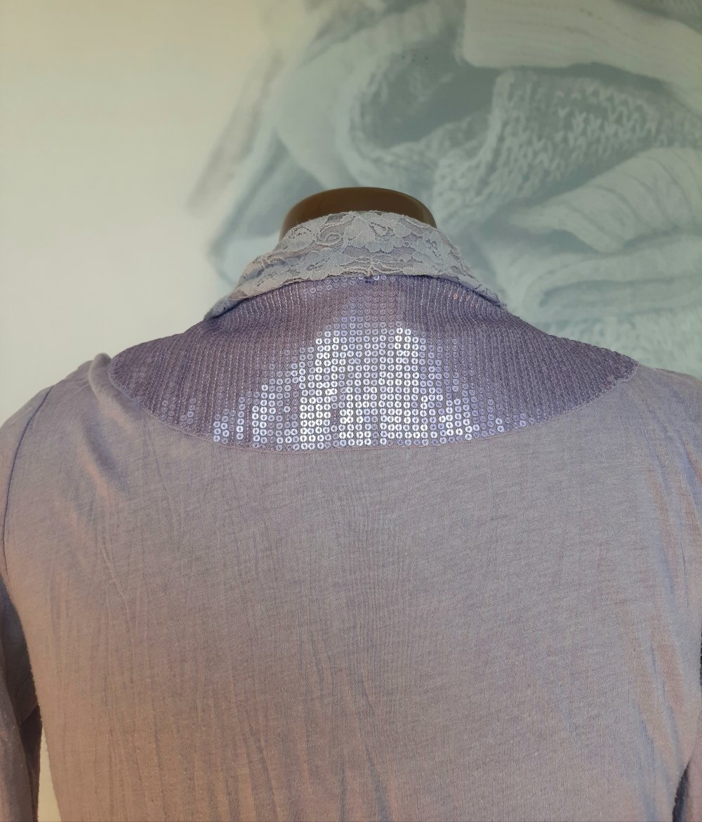 Long Strickjacke/Tunika mit Spitze