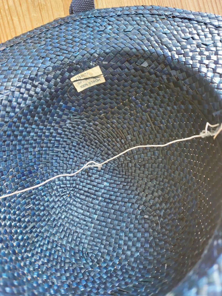Strohhut blau - Kopfumfang ca. 54 cm