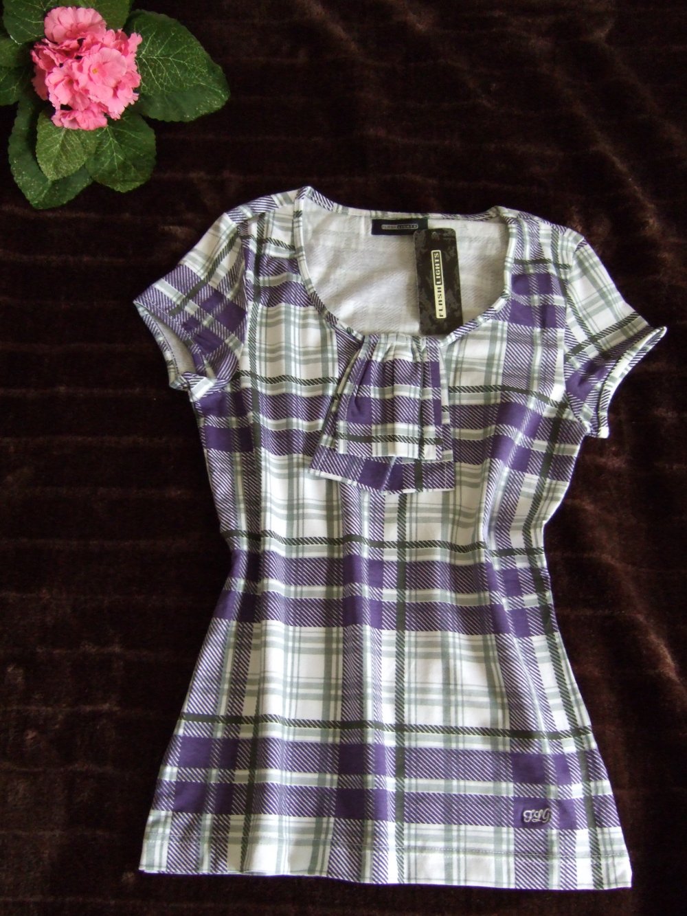 Shirt Karo Top mit Schluppe Gr. 36 Neu