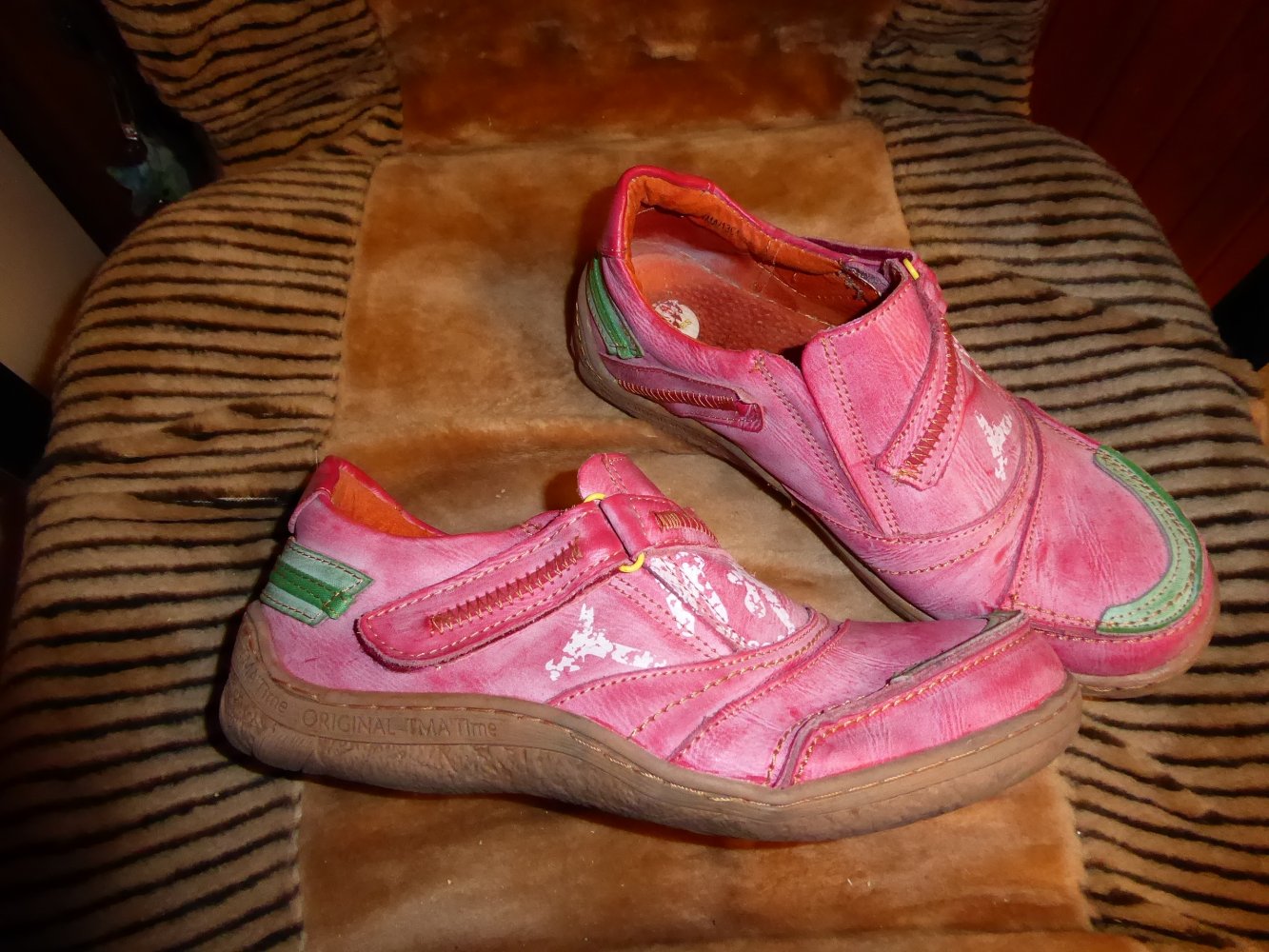 TMA Comfort Damen Leder Schuhe Slipper Sneakers Rot Gr. 42
