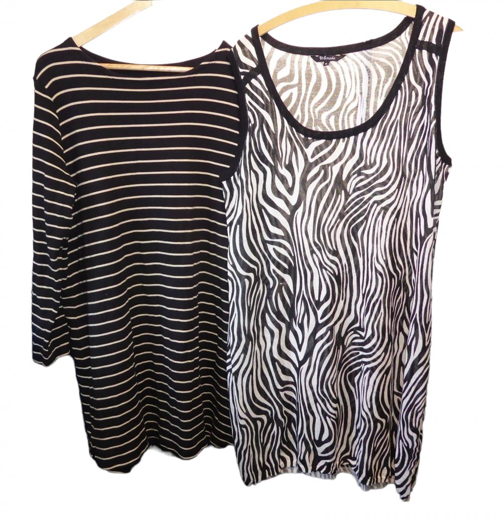 Damen Longshirt und Longtop/Kleid Gr. XL schwarz weiß