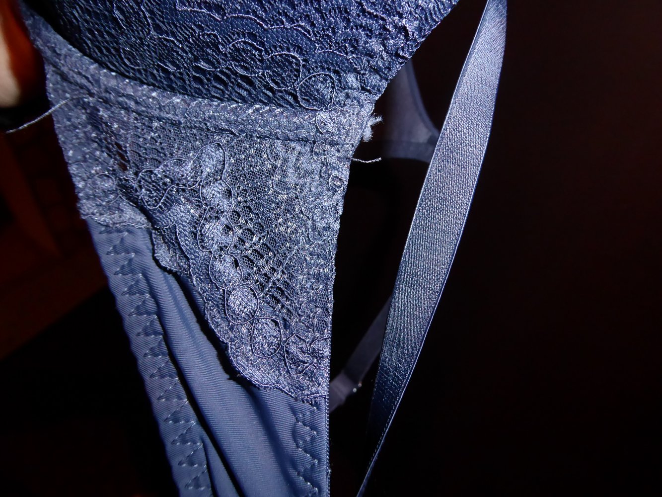 Damen Pretty Polly Bh mit bügel Blau Spitze Gr. 75C