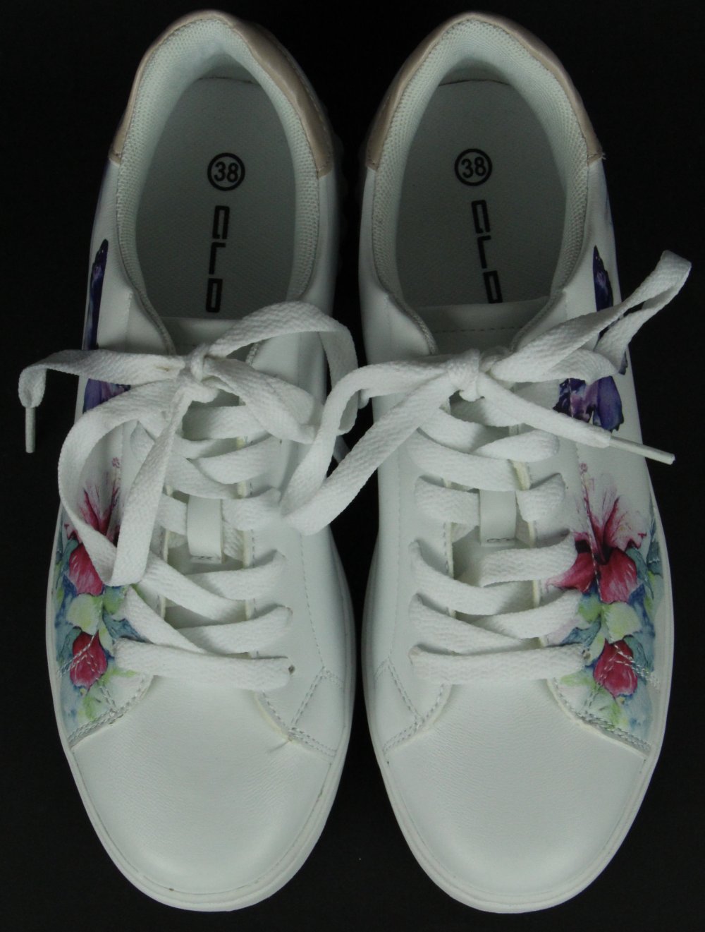 Turnschuhe Schuhe Damenschuhe Damen weiß beige Blume Gr-öße 38 Sneaker Größe Gr Schmetterling