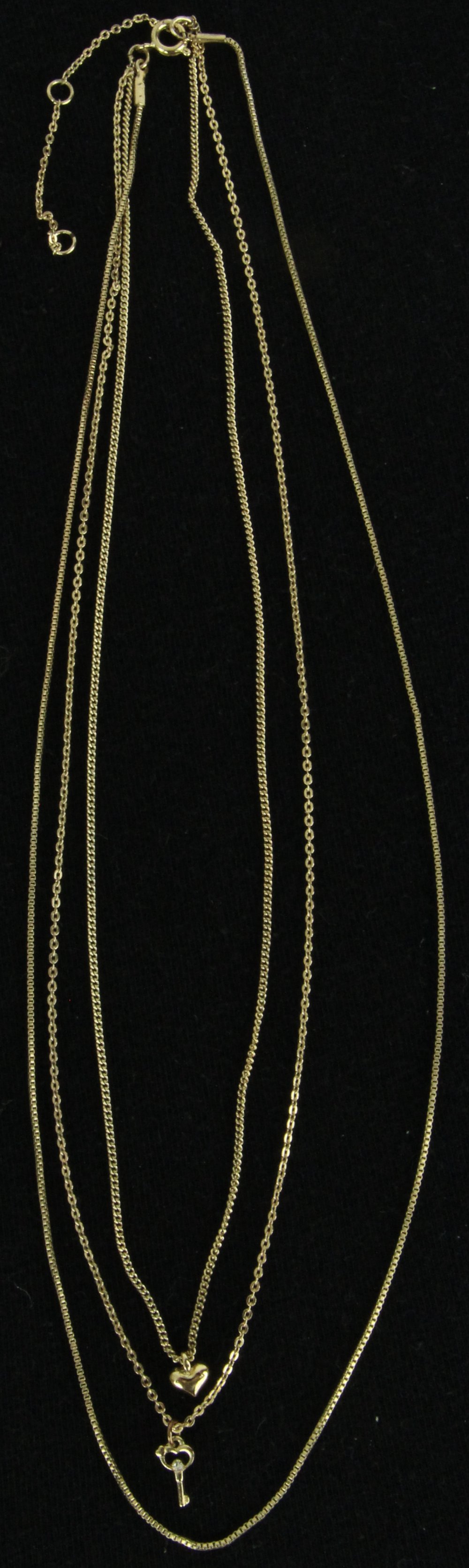 Doppelkette kette doppelt goldfarben gold Herzanhänger herz anhänger Schlüssel Modeschmuck schmuck