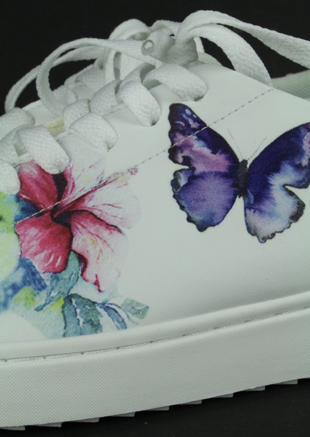 Turnschuhe Schuhe Damenschuhe Damen weiß beige Blume Gr-öße 38 Sneaker Größe Gr Schmetterling