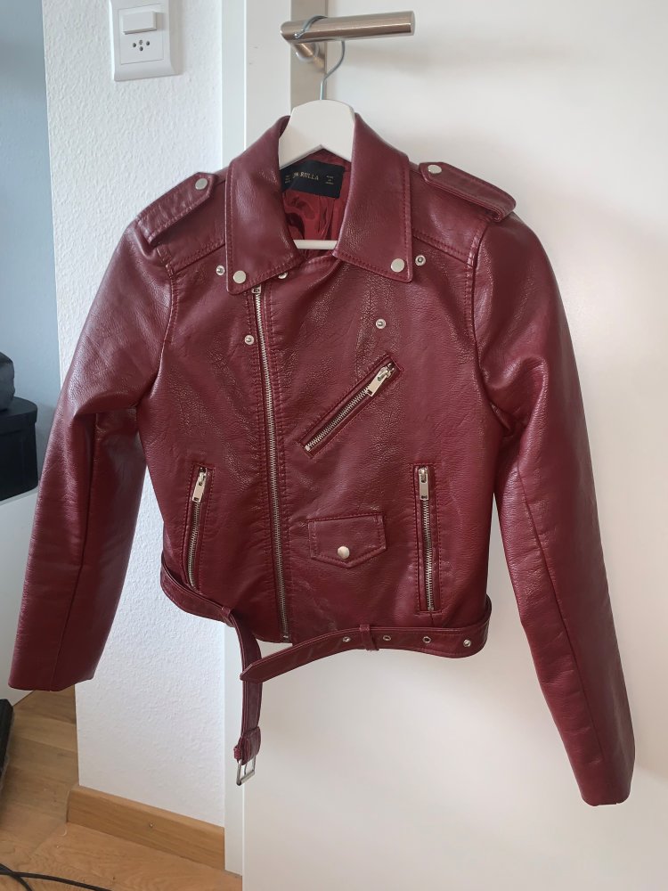 Lederjacke, rot, Gr. S