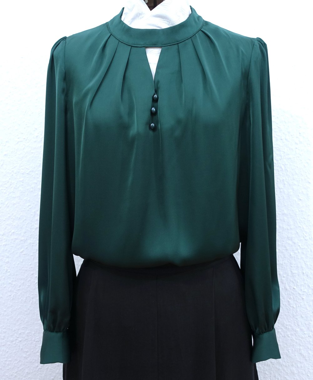 Grace Karin Bluse, Satin, Business, grün, M ✮NEU✮