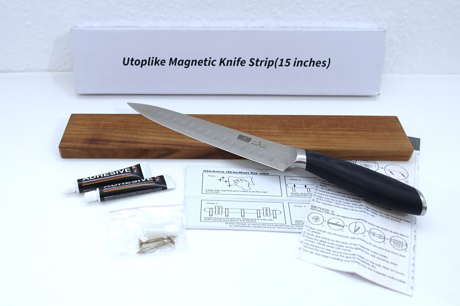 Magnetische Messerleiste aus Echtholz, 38x6cm ✮NEU✮