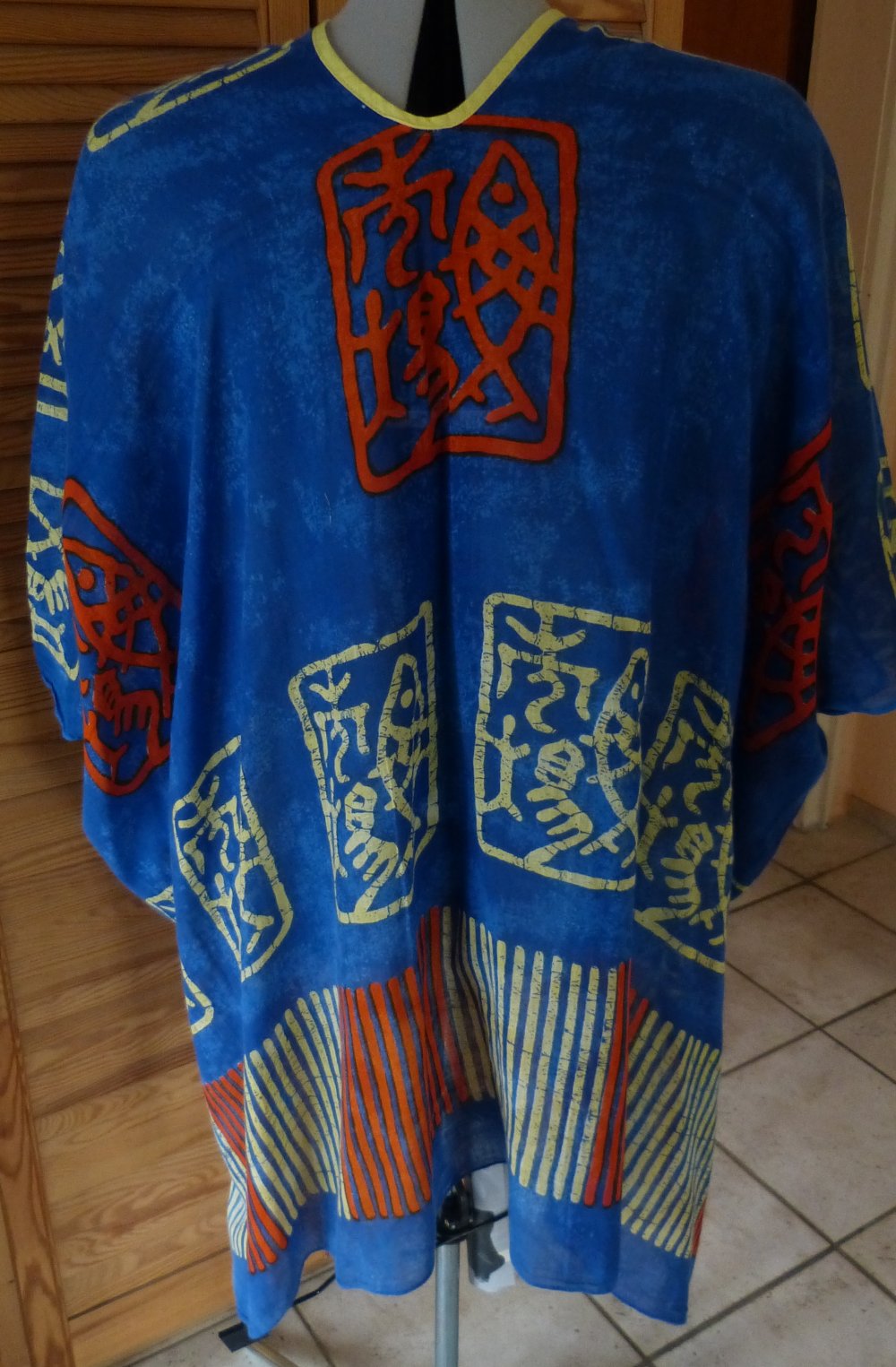 Bluse Tunika * Gr. 44 46 48 50 * blau orange gelb * Baumwolle * Upcycling 