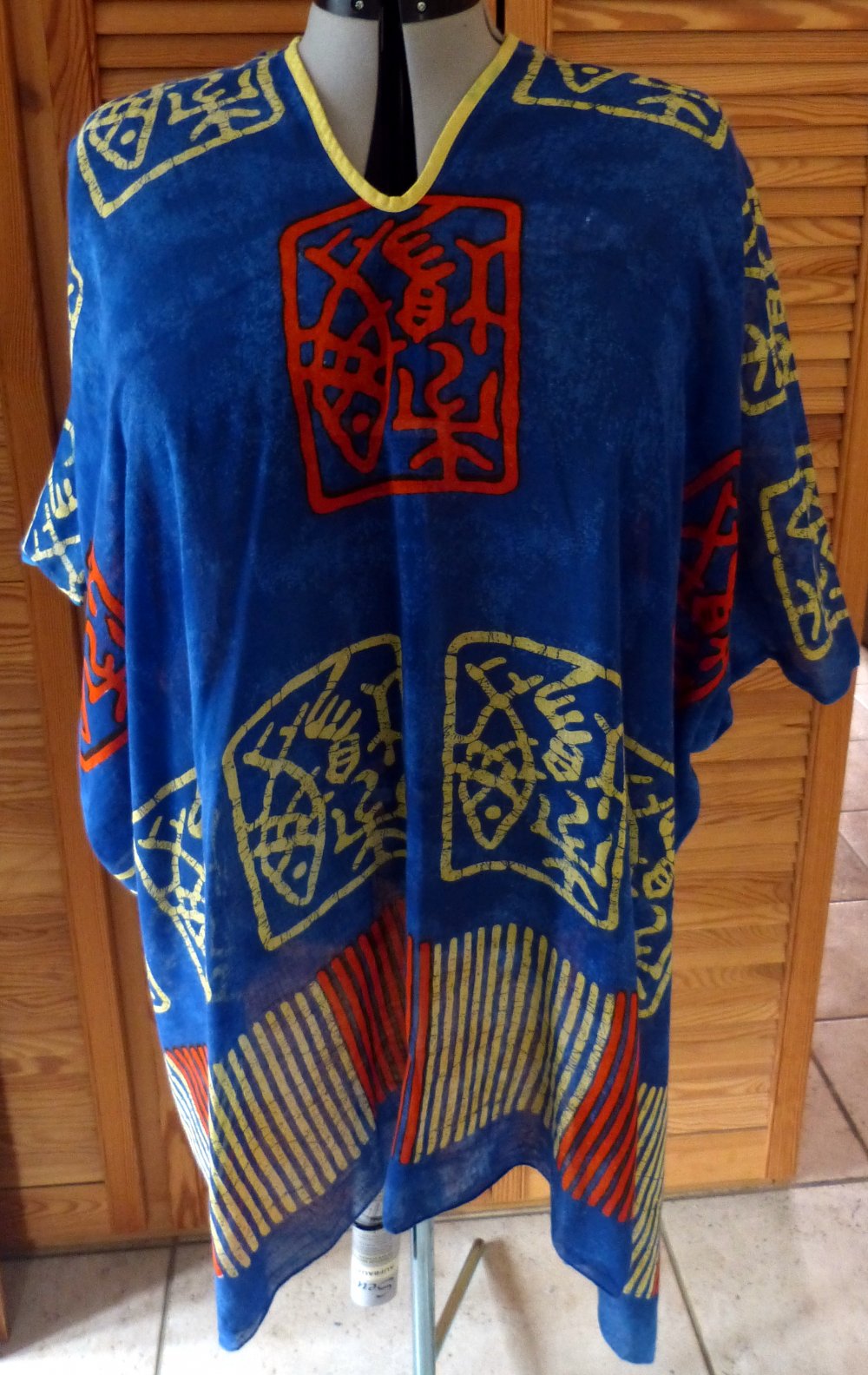 Bluse Tunika * Gr. 44 46 48 50 * blau orange gelb * Baumwolle * Upcycling 