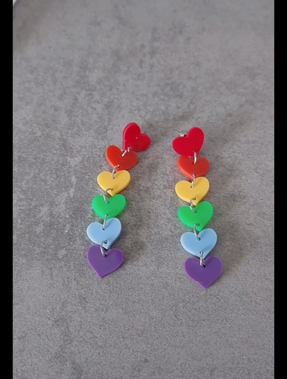 Damen Ohrringe Ohrhänger in Herzform Bunt