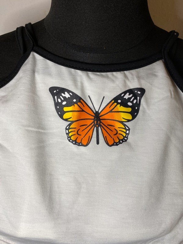Schmetterling top Weiß orange Größe s