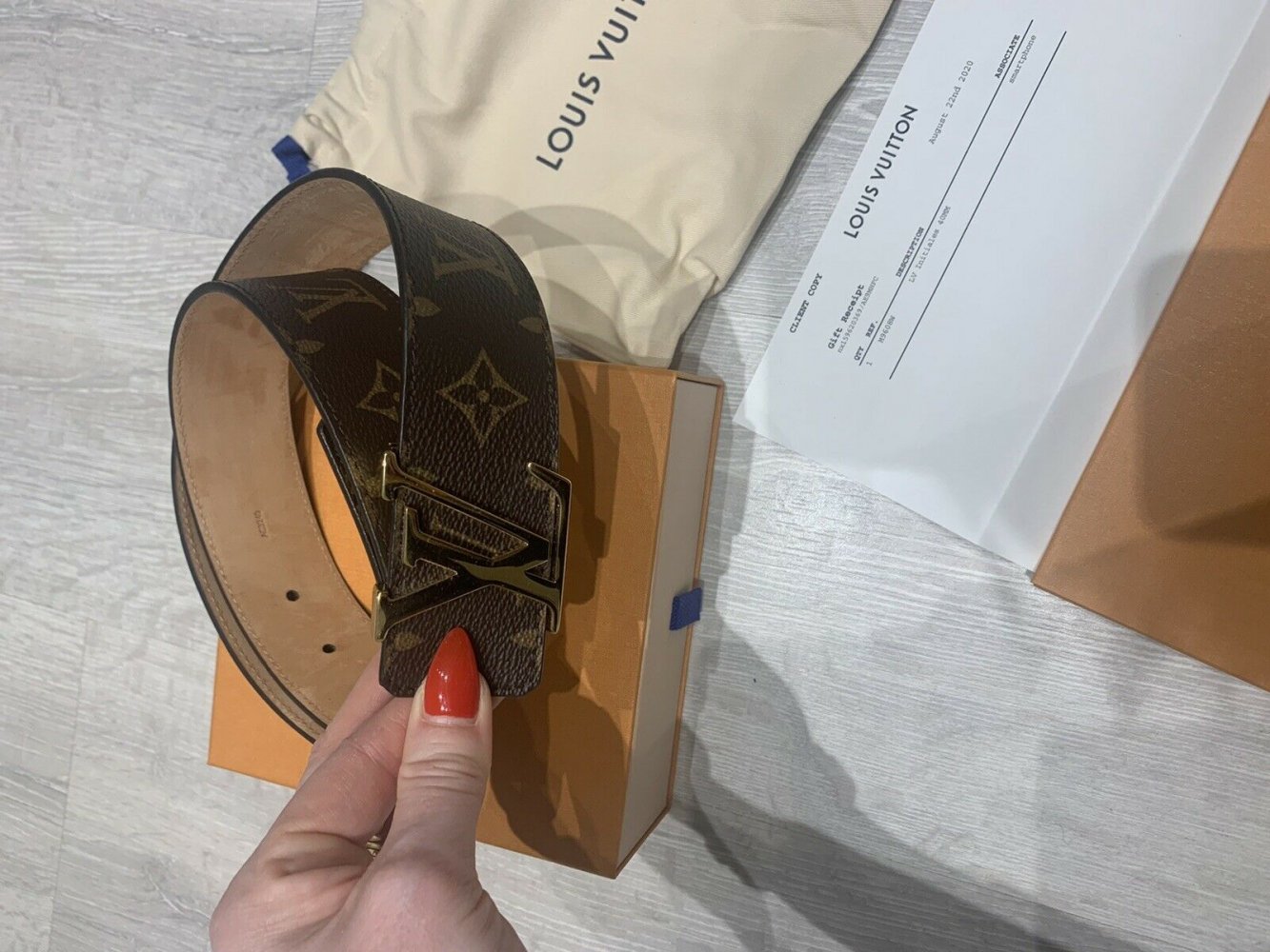 Louis Vuitton lv monogram brown belt 40mm / 80 gold buckle