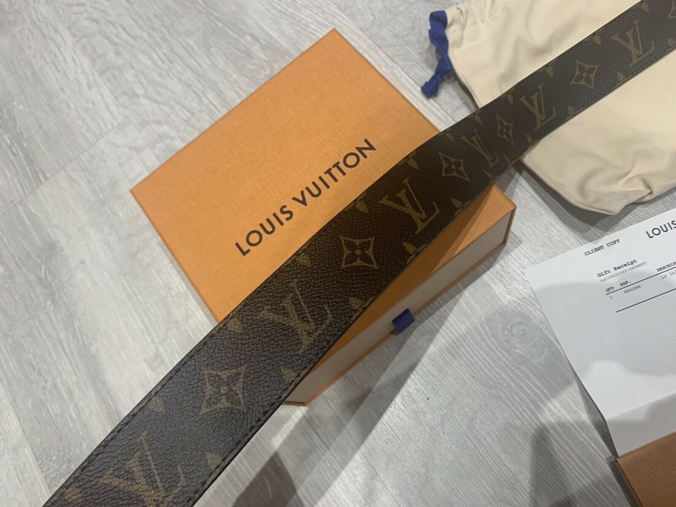 Louis Vuitton lv monogram brown belt 40mm / 80 gold buckle