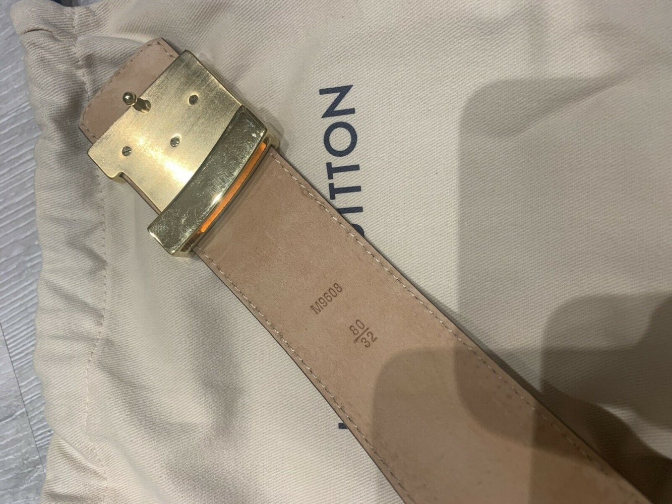 Louis Vuitton lv monogram brown belt 40mm / 80 gold buckle