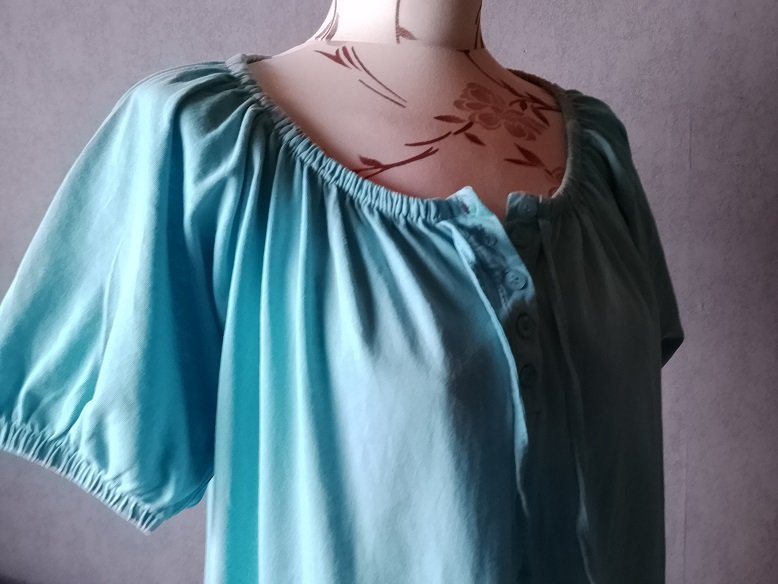 Freequent Damen Marken Baumwoll Sommer Carmen Shirt Gr.46 türkis