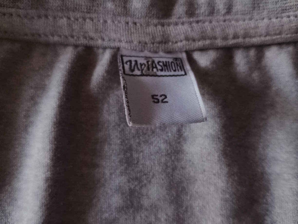 UpFashion Damen Langarm- Stretch- Shirt Gr.50/52 grau Schrift