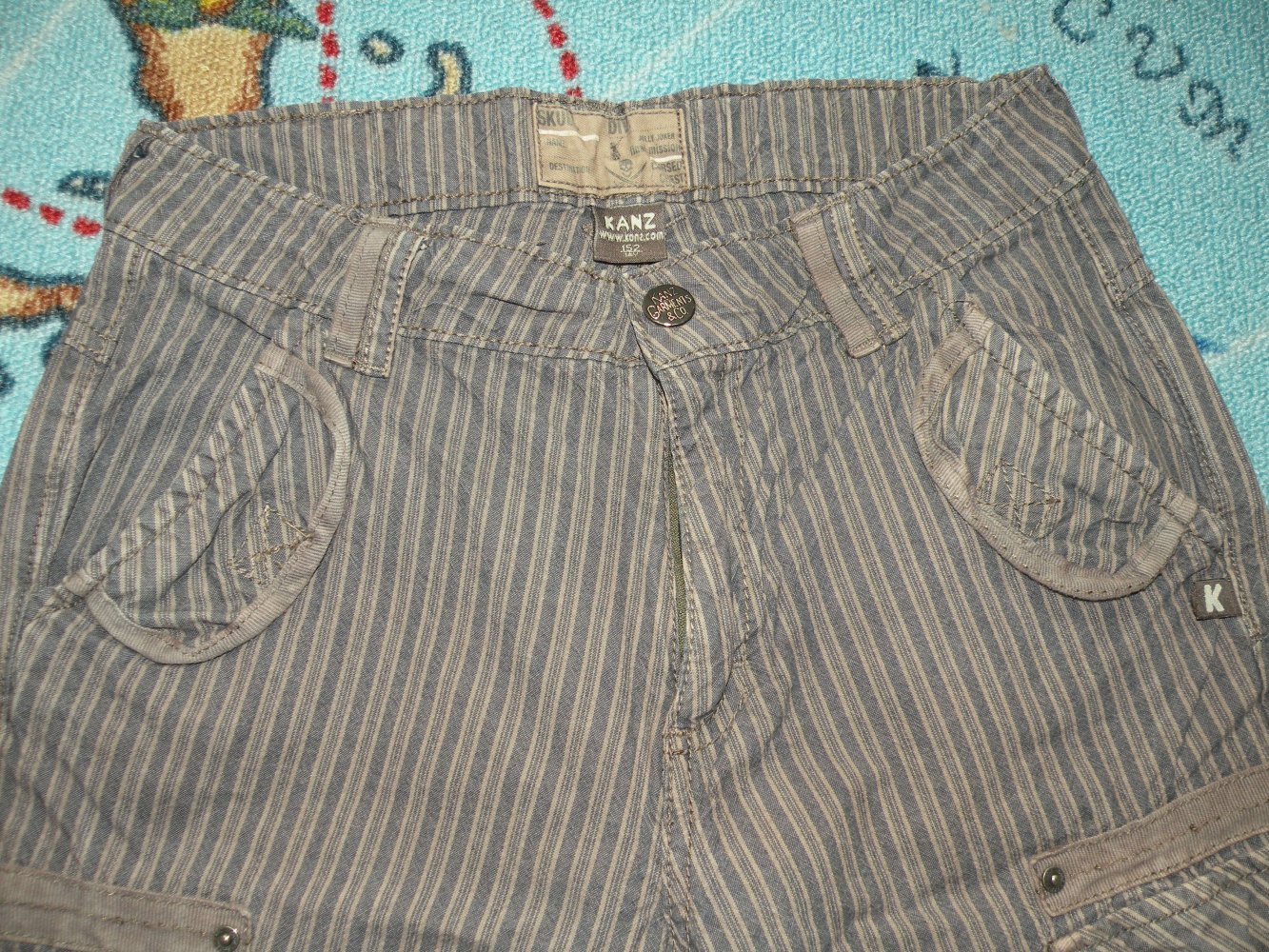Jungen Sommer Jeans Shorts Bermudas Gr. 152 KANZ guter Zustand Nr. 7 braun gestreift
