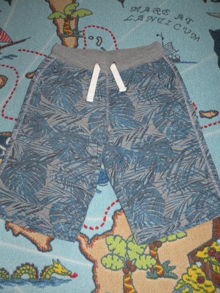 Jungen Sommer Shorts Bermudas Gr. 152 Pocopiano top Zustand Blau Grau Palmen Blätter