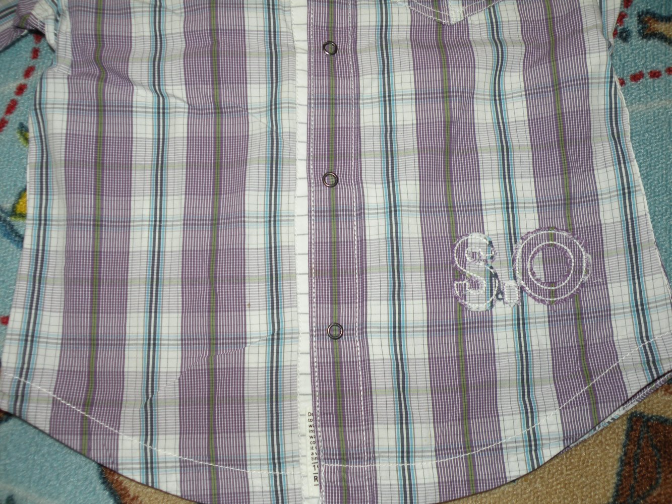 Jungen Kurzarm Hemd Gr 152 top Zustand s.Oliver lila weiss blau oliv kariert Hochzeit Sommer Urlaub