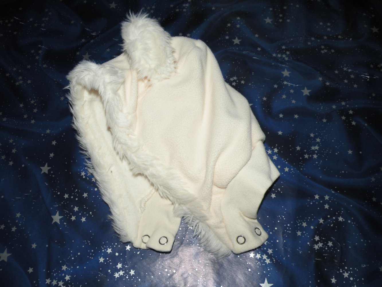 Winter C&A Mütze weiss creme KU 47 cm XL Fotos Kunst Fell schön warm mit Ohren