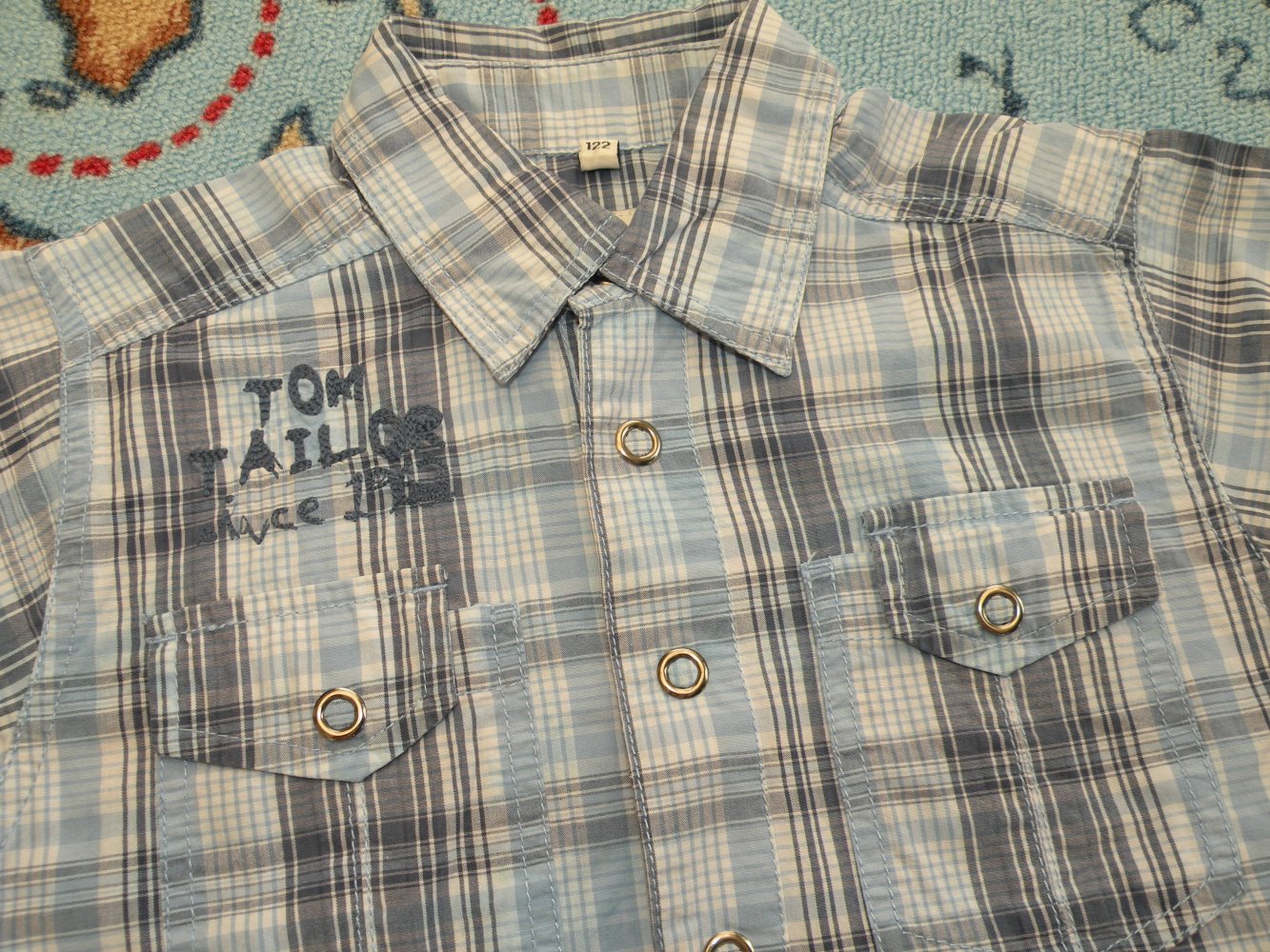 Jungen Kurzarm Hemd Gr 116 top Zustand Tom Tailor Hochzeit Sommer Urlaub kariert