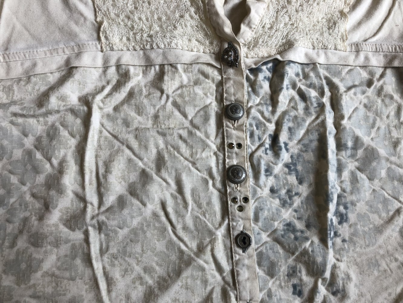 Einzigartiger Designer Pulli, Shirt, Pullover, Bluse, creme, grau, Spitze, Italienisch, Viskose