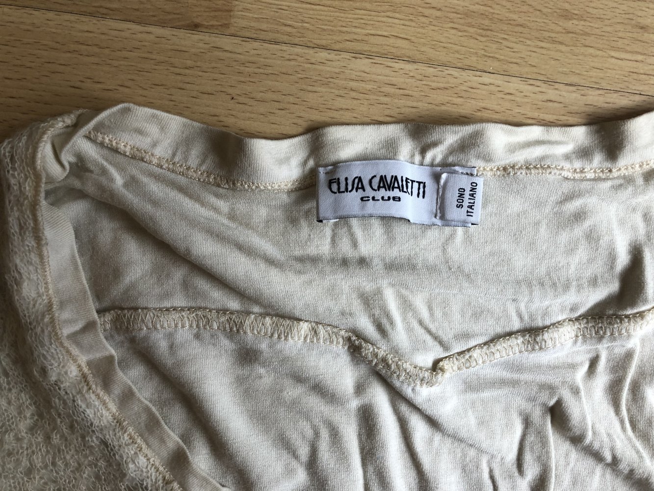 Einzigartiger Designer Pulli, Shirt, Pullover, Bluse, creme, grau, Spitze, Italienisch, Viskose