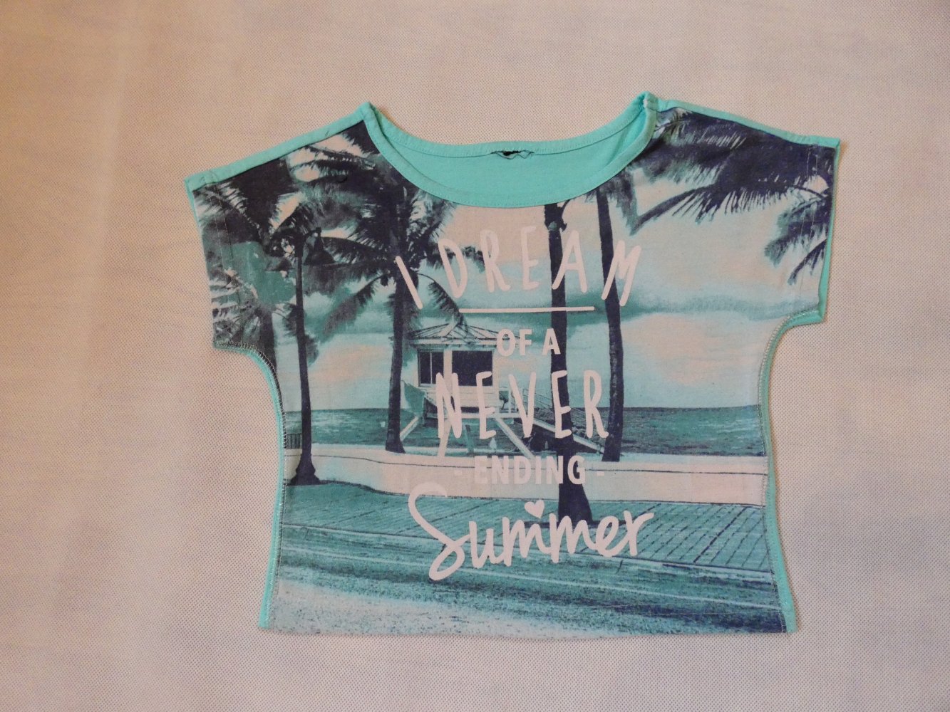 Mädchen Shirt Mintgrün mit Großprint Gr. 140