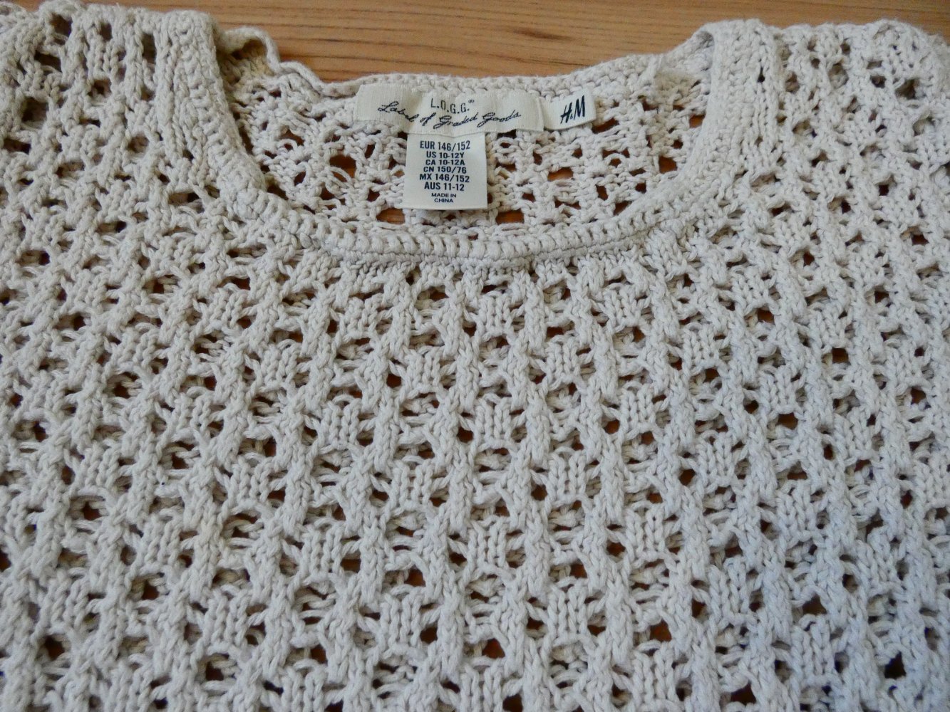 Häkeltop Shirt für Mädchen Beige Gr. 146 152 von H&M