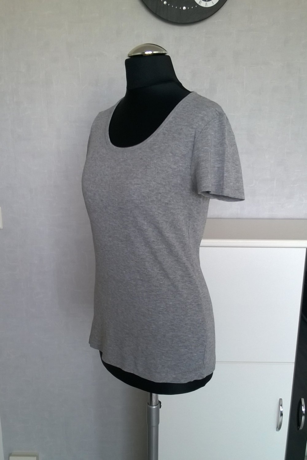 Shirt T-Shirt Oberteil Kurzarm grau meliert Gr. S Tom Tailor