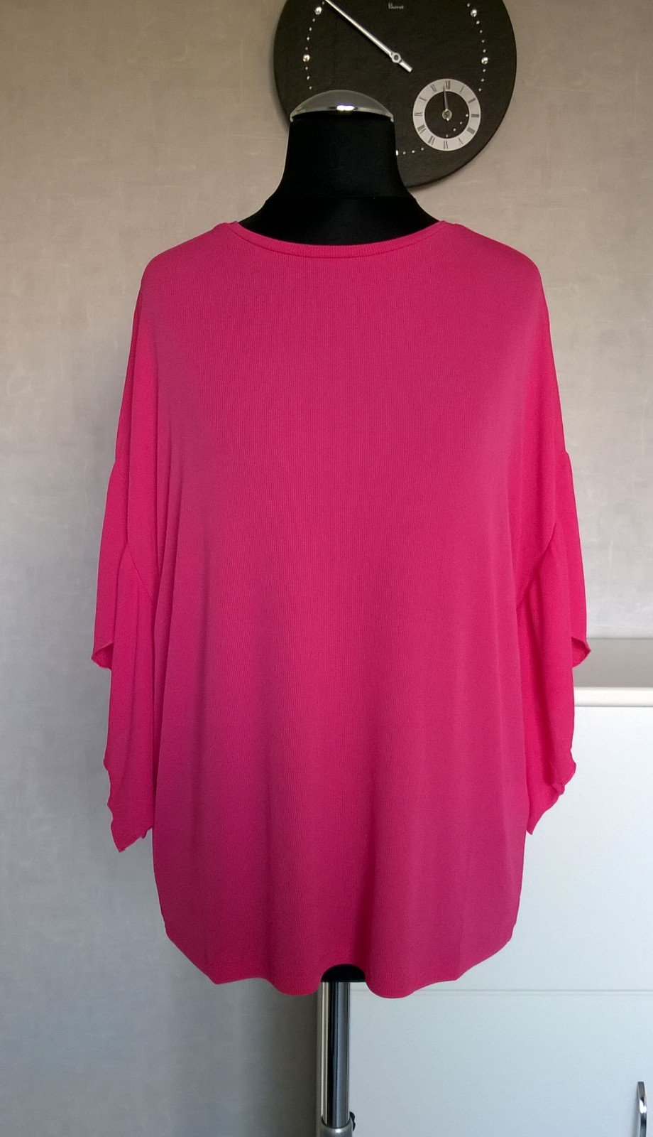 Blusenshirt Shirt Bluse Oberteil mit Volantärmeln Oversize pink Gr. 36 Heine neu