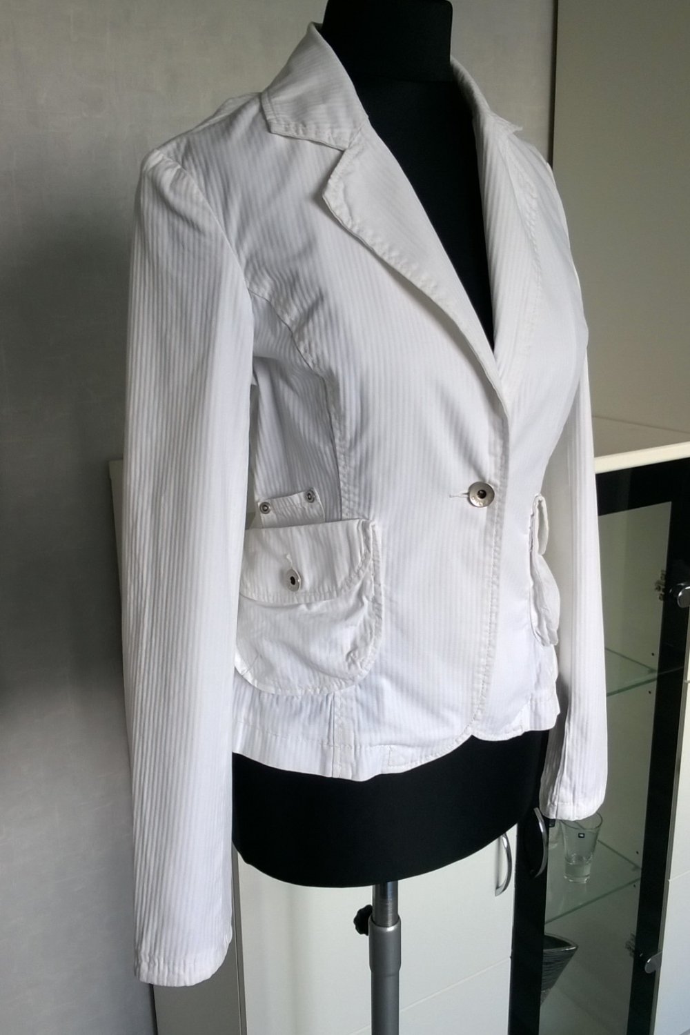 Blazer Jeansblazer Jacke weiß Gr. 36 Only, Baumwolle, kurz, elegant, schick