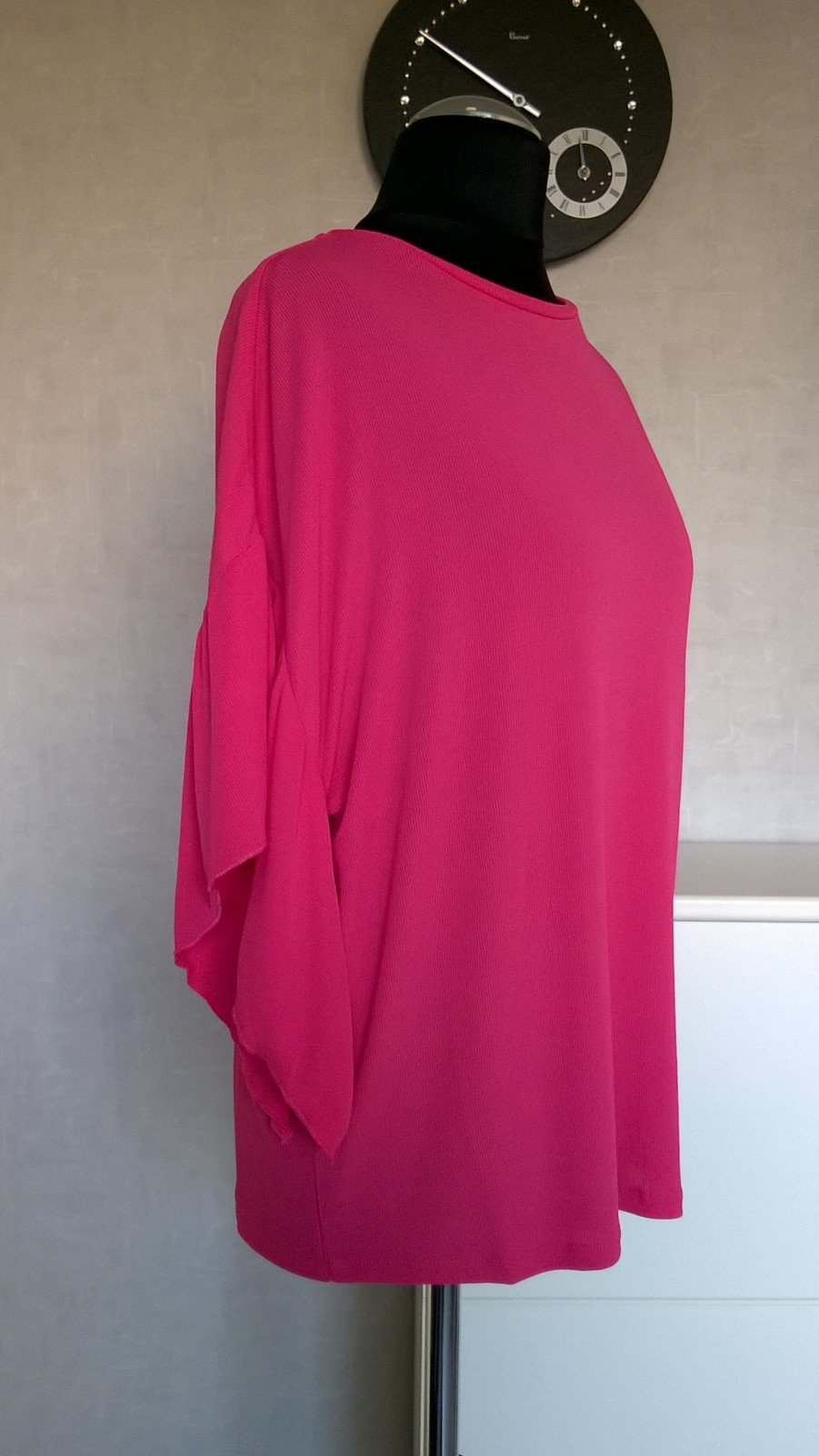 Blusenshirt Shirt Bluse Oberteil mit Volantärmeln Oversize pink Gr. 36 Heine neu
