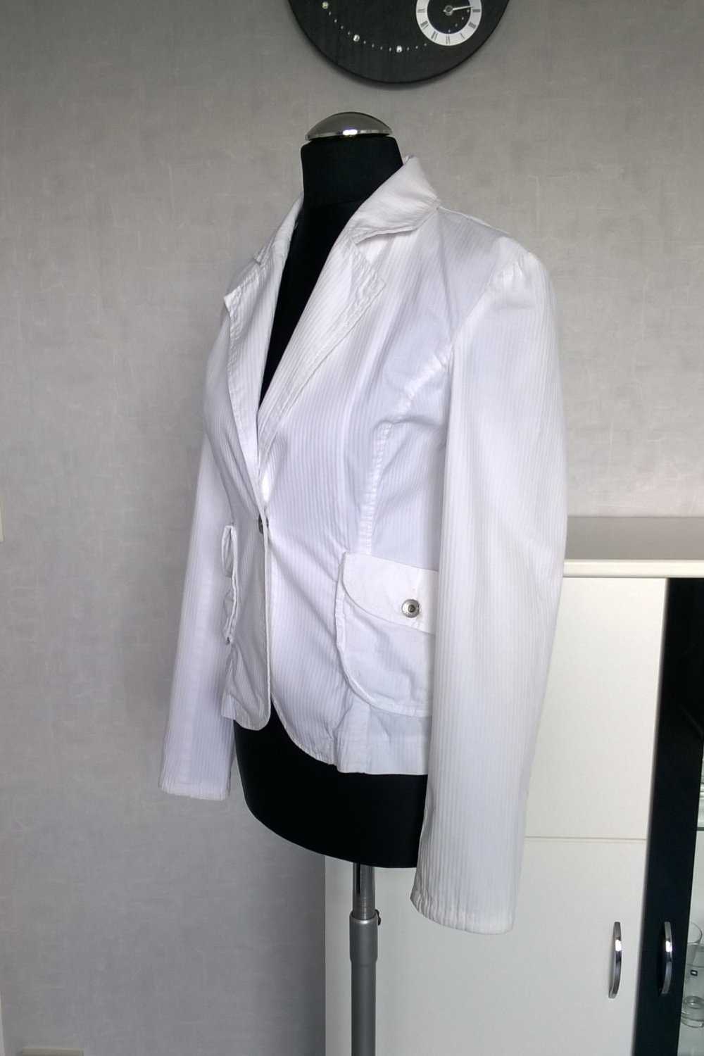 Blazer Jeansblazer Jacke weiß Gr. 36 Only, Baumwolle, kurz, elegant, schick