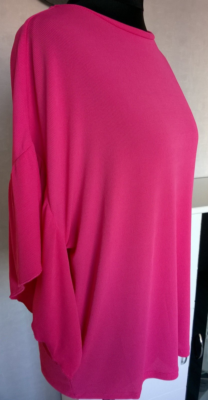 Blusenshirt Shirt Bluse Oberteil mit Volantärmeln Oversize pink Gr. 36 Heine neu