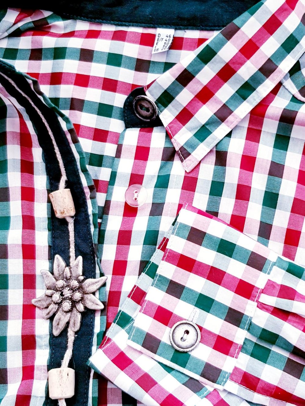 Trachtenhemd Landhaus bunt Baumwolle Gr. 46 TOP