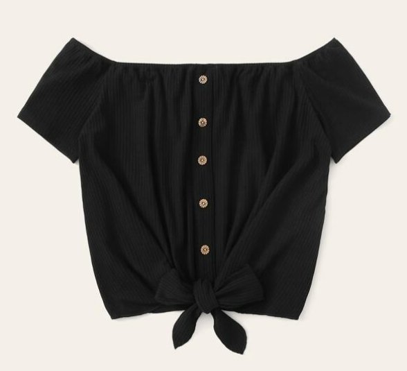 Schwarzes Shirt / Bluse - Freie Schultern