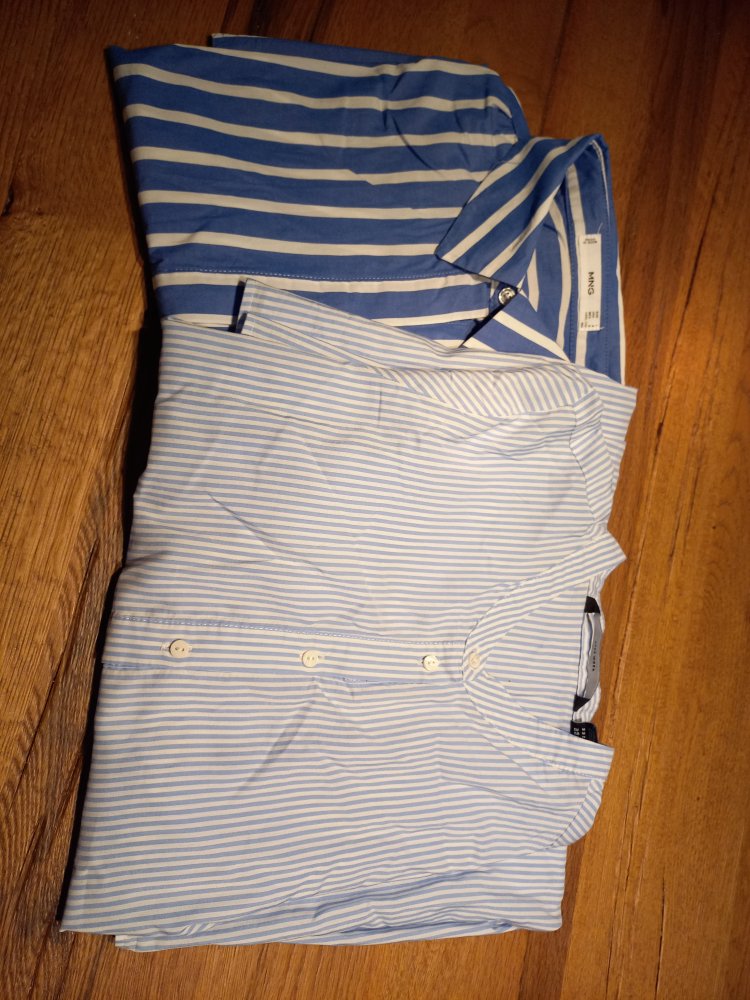 Schwangerschaftshemden 2x blau-gestreift Gr.L