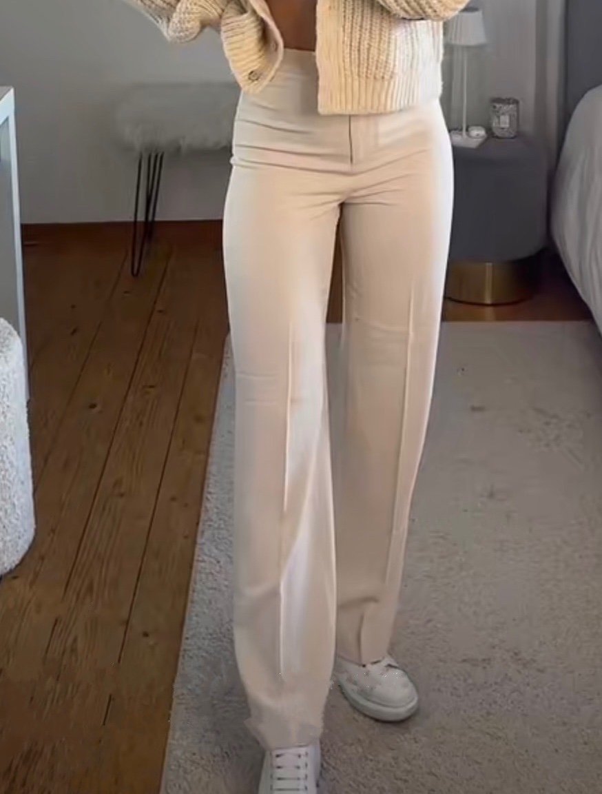 Stoffhose mit weitem Bein Beige Größe 34 H&M Neu, mit Etikett (Ausverkauft)