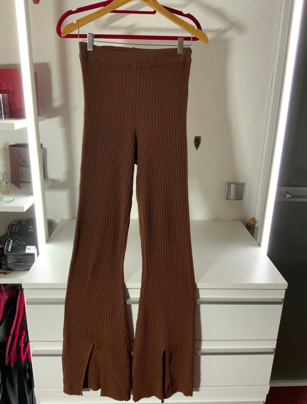 Stoff Schlaghose braun