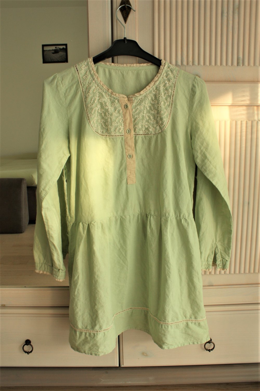 Oberteil in Mint mit Spitze – Vintage Stil / Mori Girl
