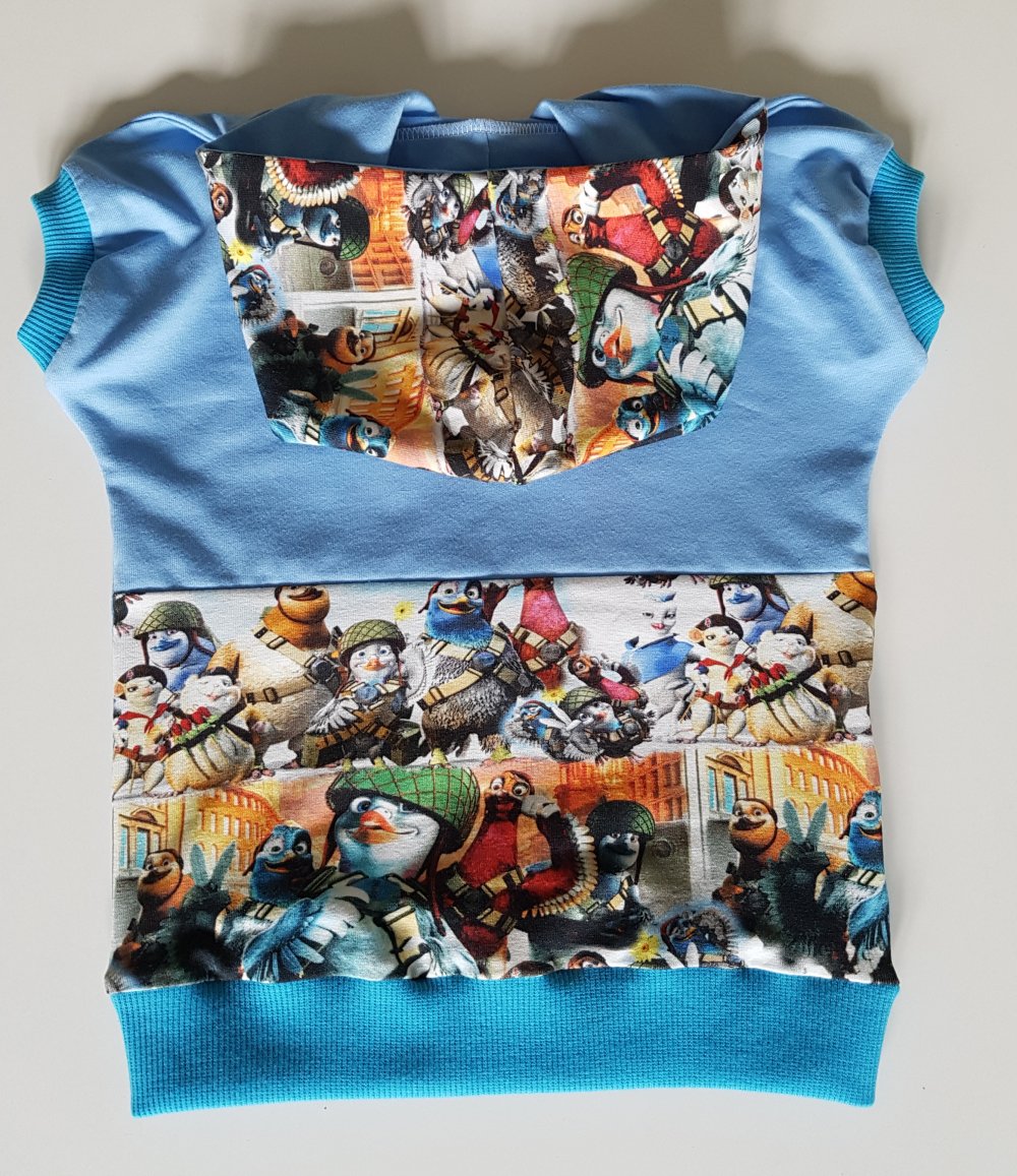 Handmade T-Shirt kurzarm mit Kapuze Gr. 92-98